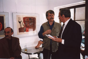 E. A. Zimmermann und Prof. Rudolf Kober in der "e.a." Grafik-Galerie